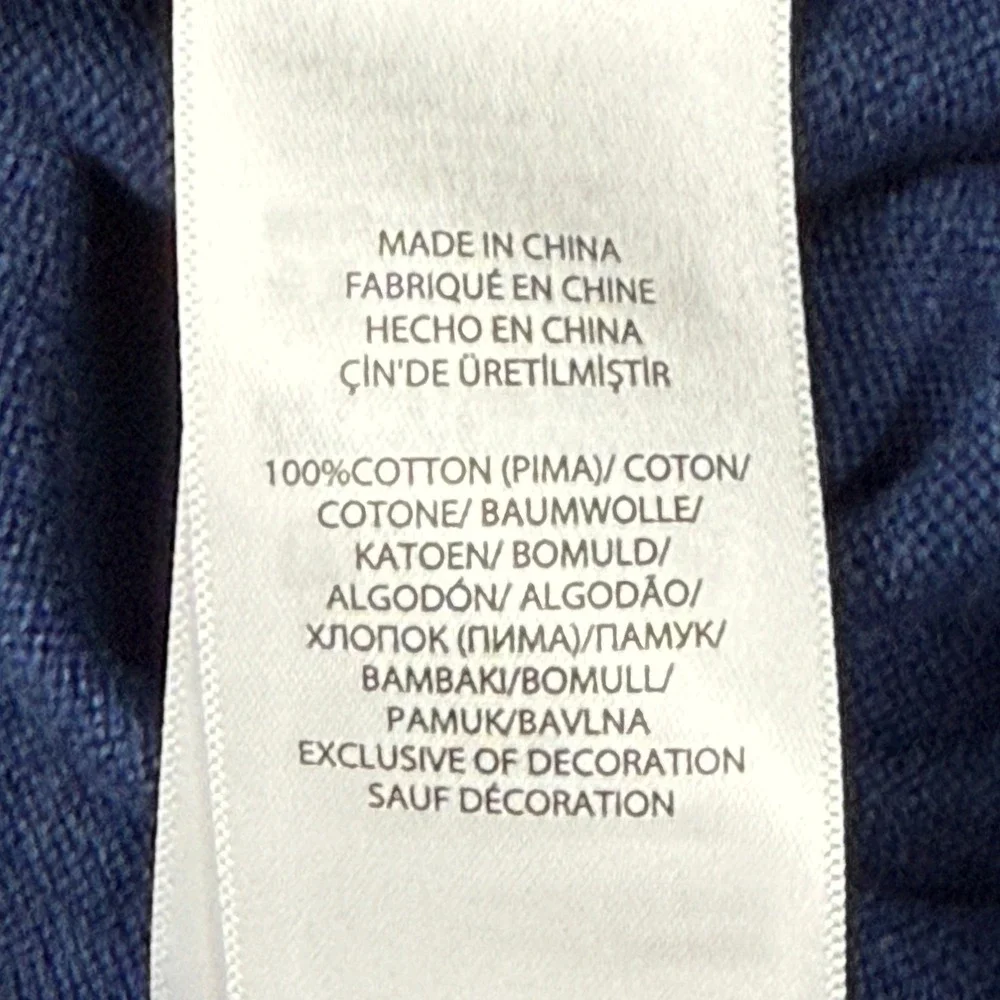 Polo‎ Ralph Lauren Mens Pima Cotton V-Neck Sweater Blue Heather Large Pony Logo